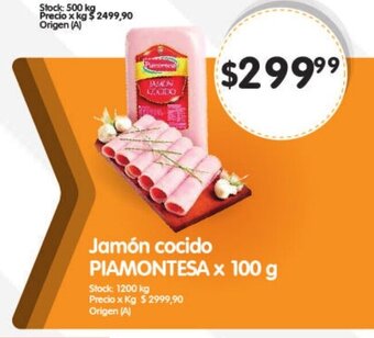 Supermercados Buenos Días Jamón cocido PIAMONTESA x 100 g oferta