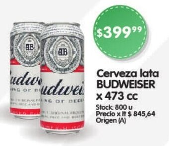 Supermercados Buenos Días Cerveza lata BUDWEISER x 473 cc oferta