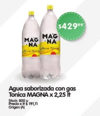 Supermercados Buenos Días Agua saborizada con gas Tonica MAGNA x 2,25 it oferta