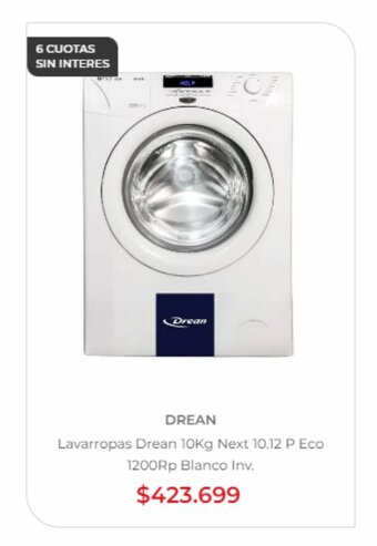 Naldo Lombardi Lavarropas Drean 10Kg Next 10.12 P Eco 1200Rp Blanco Inv. oferta