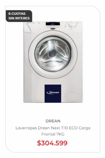 Naldo Lombardi Lavarropas Drean Next 7.10 ECO Carga Frontal 7KG oferta