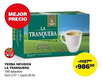 Atomo Conviene YERBA INFUSION LA TRANQUERA 100 saquitos oferta