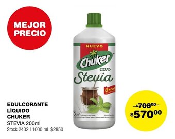 Atomo Conviene EDULCORANTE LÍQUIDO CHUKER STEVIA 200ml oferta