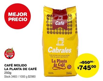 Atomo Conviene CAFÉ MOLIDO LA PLANTA DE CAFÉ 250g oferta