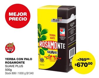 Atomo Conviene YERBA CON PALO ROSAMONTE SUAVE PLUS 500g oferta