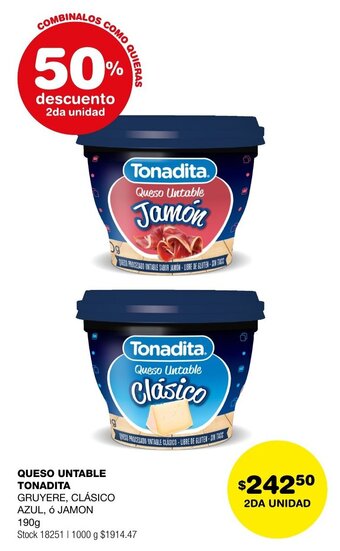 Atomo Conviene QUESO UNTABLE TONADITA 190g 2DA UNIDAD oferta