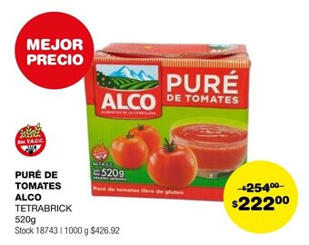 Atomo Conviene PURÉ DE TOMATES ALCO TETRABRICK 520g oferta