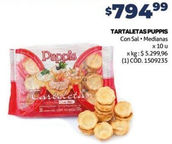 Makro TARTALETAS PUPPIS Con Sal Medianas x 10 u oferta