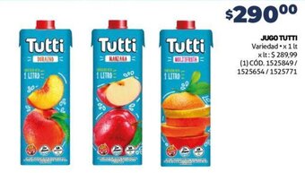 Makro JUGO TUTTI Variedad x 1 lt oferta