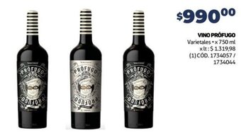 Makro VINO PRÓFUGO Varietales x 750 ml oferta
