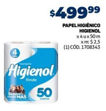 Makro PAPEL HIGIÉNICO HIGIENOL x 4u x 50m oferta