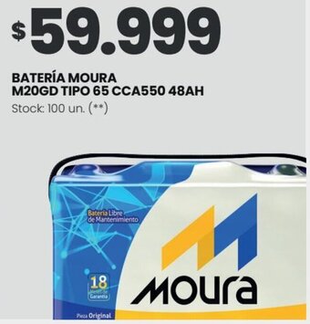 Changomas BATERÍA MOURA M20GD TIPO 65 CCA550 48AH oferta