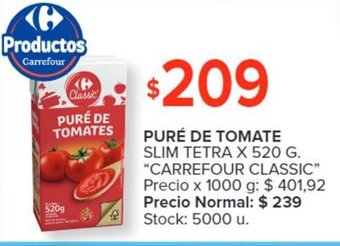 Carrefour PURÉ DE TOMATES 520g oferta