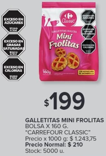 Carrefour GALLETITAS MINI FROLITAS BOLSA X 160g oferta