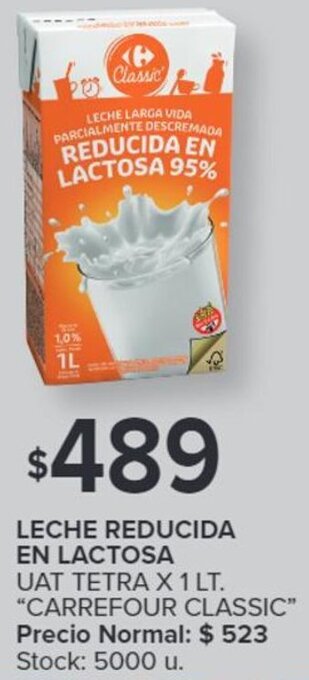 Carrefour LECHE REDUCIDA EN LACTOSA UAT TETRA X 1Lt oferta