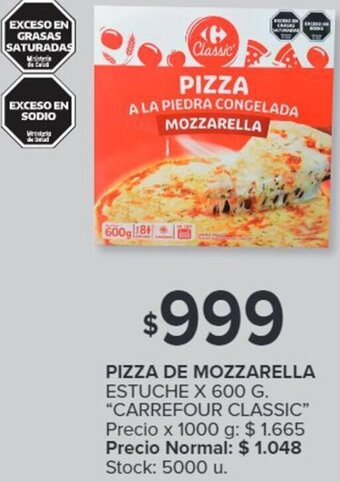 Carrefour PIZZA DE MOZZARELLA ESTUCHE X 600G oferta