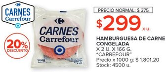 Carrefour HAMBURGUESA DE CARNE CONGELADA x 2u x 166g oferta