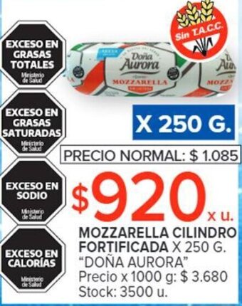 Carrefour MOZZARELLA CILINDRO FORTIFICADA X 250G oferta