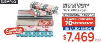 Carrefour JUEGO DE SÁBANAS 128 HILOS 1 PLAZA oferta