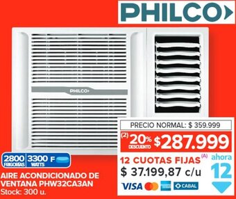 Carrefour PHILCO AIRE ACONDICIONADO DE VENTANA PHW32CA3AN oferta