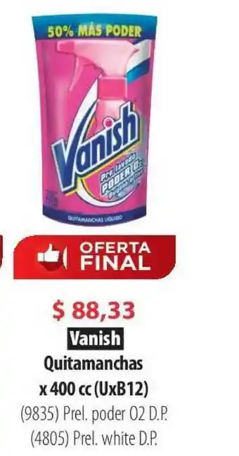 Parodi Vanish Quitamanchas x 400cc oferta