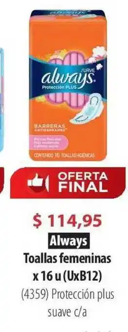 Parodi Always Toallas Femeninas x 16u oferta