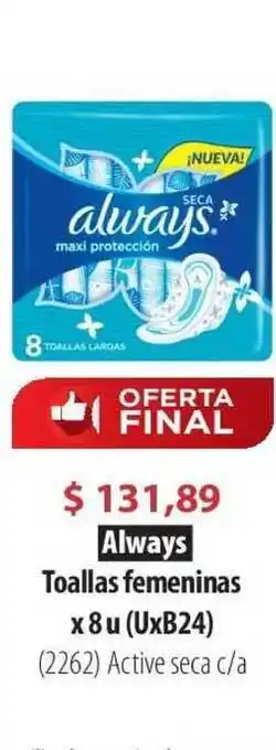 Parodi Always Toallas Femeninas x 8u oferta