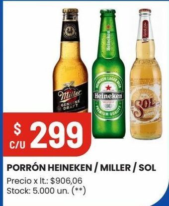 Changomas Porrón heineken/miller/sol oferta