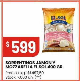 Changomas Sorrentinos jamón y mozzarella el sol 400g oferta