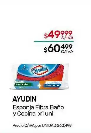 Nini Mayorista Ayudin Esponja Fibra Baño Y Cocina x 1uni oferta