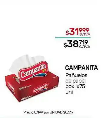 Nini Mayorista Campanita Pañuelos De Papel Box x 75uni oferta