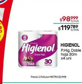 Nini Mayorista Higienol P. Hig. Doble Hoja 30 M oferta