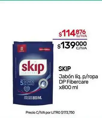Nini Mayorista Skip Jabón Líq. P Ropa Dp Fibercare x 800ml oferta