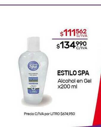 Nini Mayorista Estilo Spa Alcohol En Gel x 200ml oferta