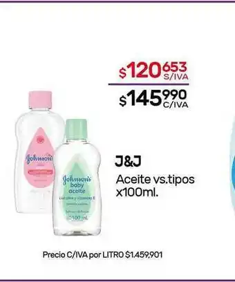 Nini Mayorista J&j Aceite Vs. Tipos x 100ml oferta