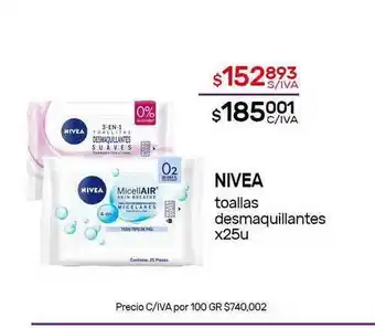 Nini Mayorista Nivea Toallas Desmaquillantes x 25u oferta