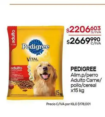 Nini Mayorista Pedigree Alim. P Perro Adulto Carne Pollo Cereal x 15kg oferta