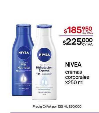 Nini Mayorista Nivea Cremas Corporales x 250ml oferta