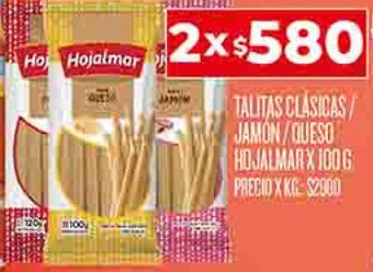 Supermercados DIA TALITAS CLÁSICAS/ JAMON/QUESO HOJALMAR 2 X 100G oferta