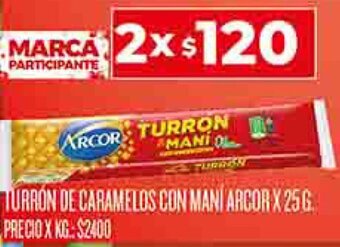 Supermercados DIA TURRÓN DE CARAMELOS CON MANI ARCOR 2X25G oferta