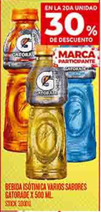 Supermercados DIA BEBIDA ISÓTINICA VARIOS SABORES GATORADE X 500 ML oferta