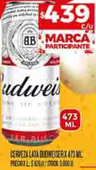 Supermercados DIA CERVEZA LATA BUDWEISER X 473ML oferta