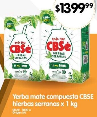 Supermercados Buenos Días Yerba mate compuesta CBSE hierbas serranas x 1 kg oferta
