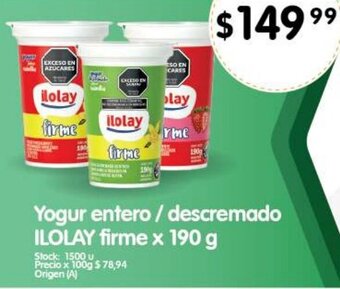 Supermercados Buenos Días ILOLAY Yogur entero / descremado Firme x 190g oferta