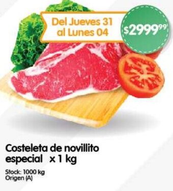 Supermercados Buenos Días Costeleta de novillito especial x 1 kg oferta