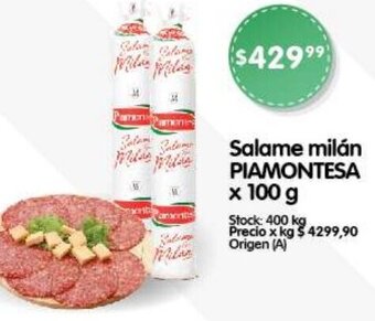 Supermercados Buenos Días PIAMONTESA Salame milán X 100g oferta