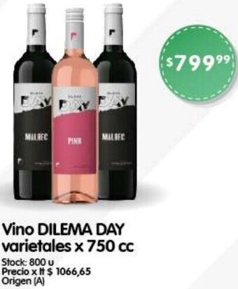 Supermercados Buenos Días Vino DILEMA DAY varietales x 750cc oferta