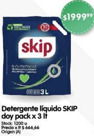 Supermercados Buenos Días SKIP Detergente líquido doy pack x 3lt oferta