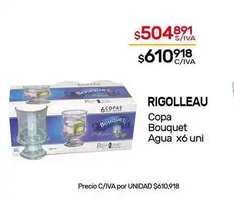 Nini Mayorista Rigolleau Copa Bouquet Agua x 6uni oferta