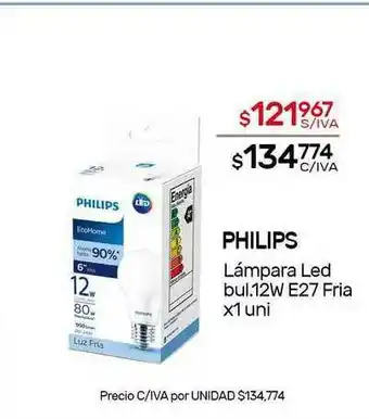Philips Lámpara Led Bul. 12w E27 Fria x 1uni